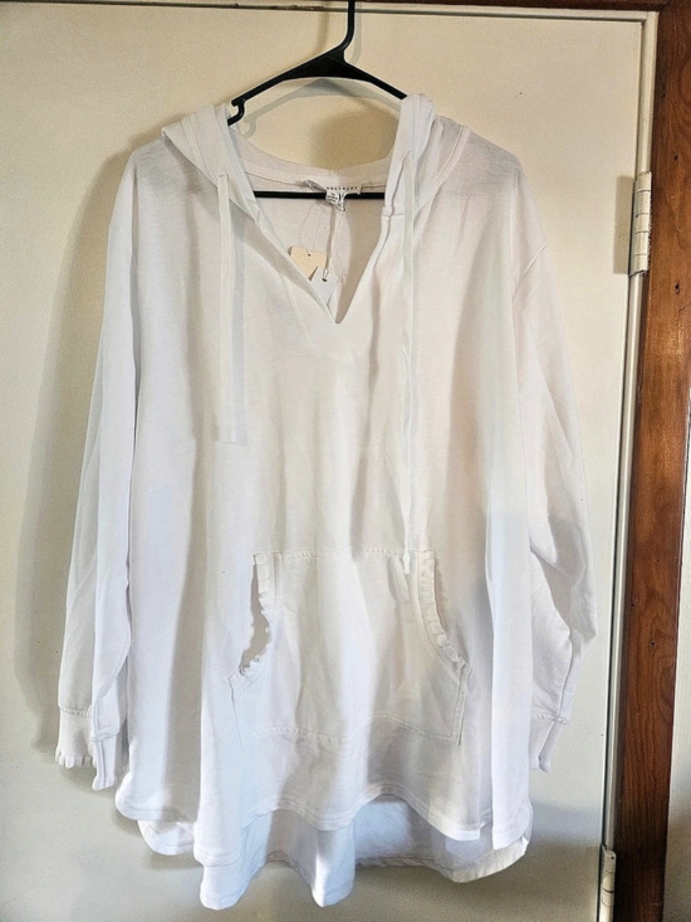 Jane + Delancey White Hooded Tunic Top Size 2X NWT